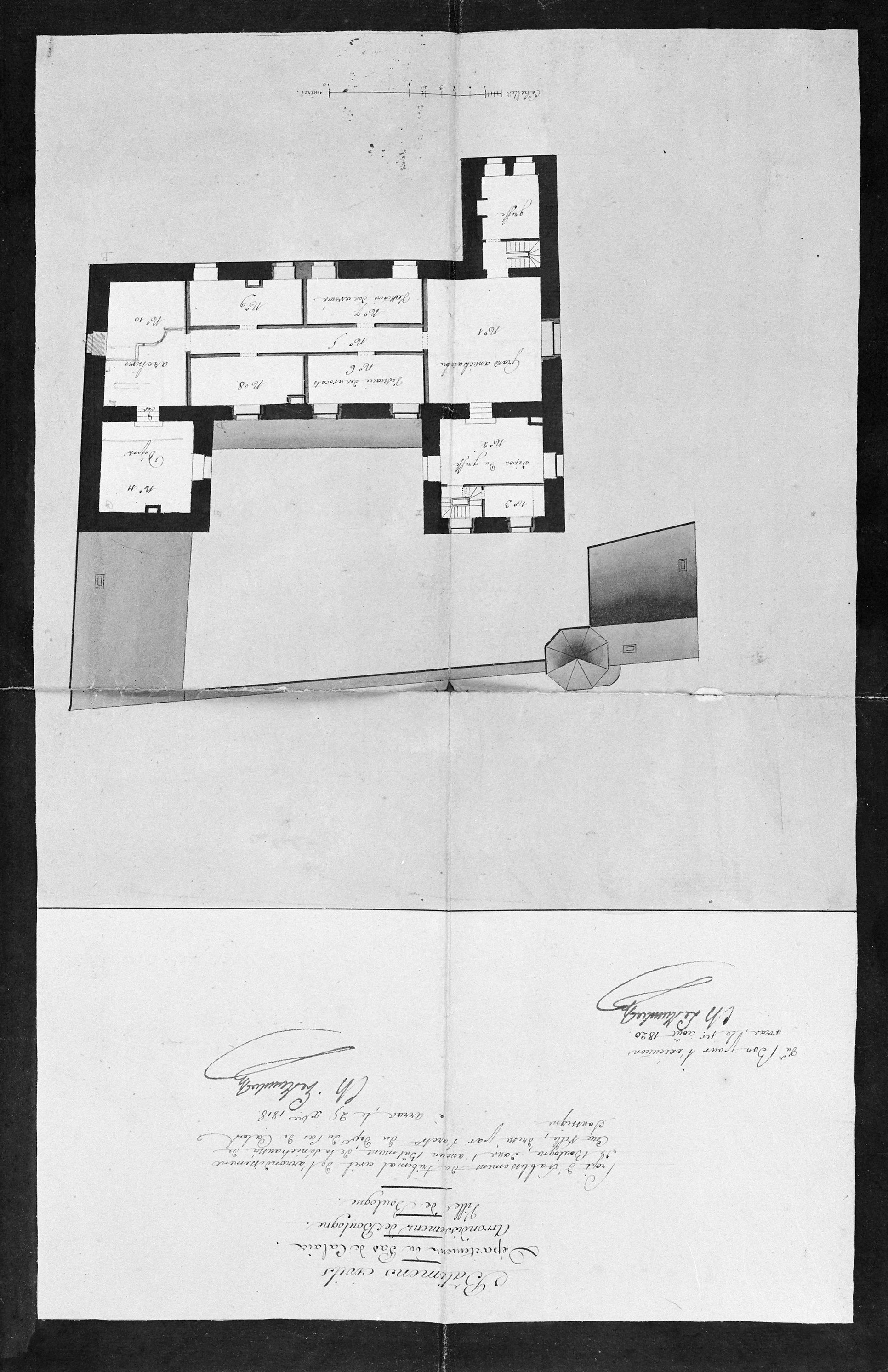 Sénéchaussée, plan du deuxième étage. A.D. Pas-de-Calais, n° 944 à 948.