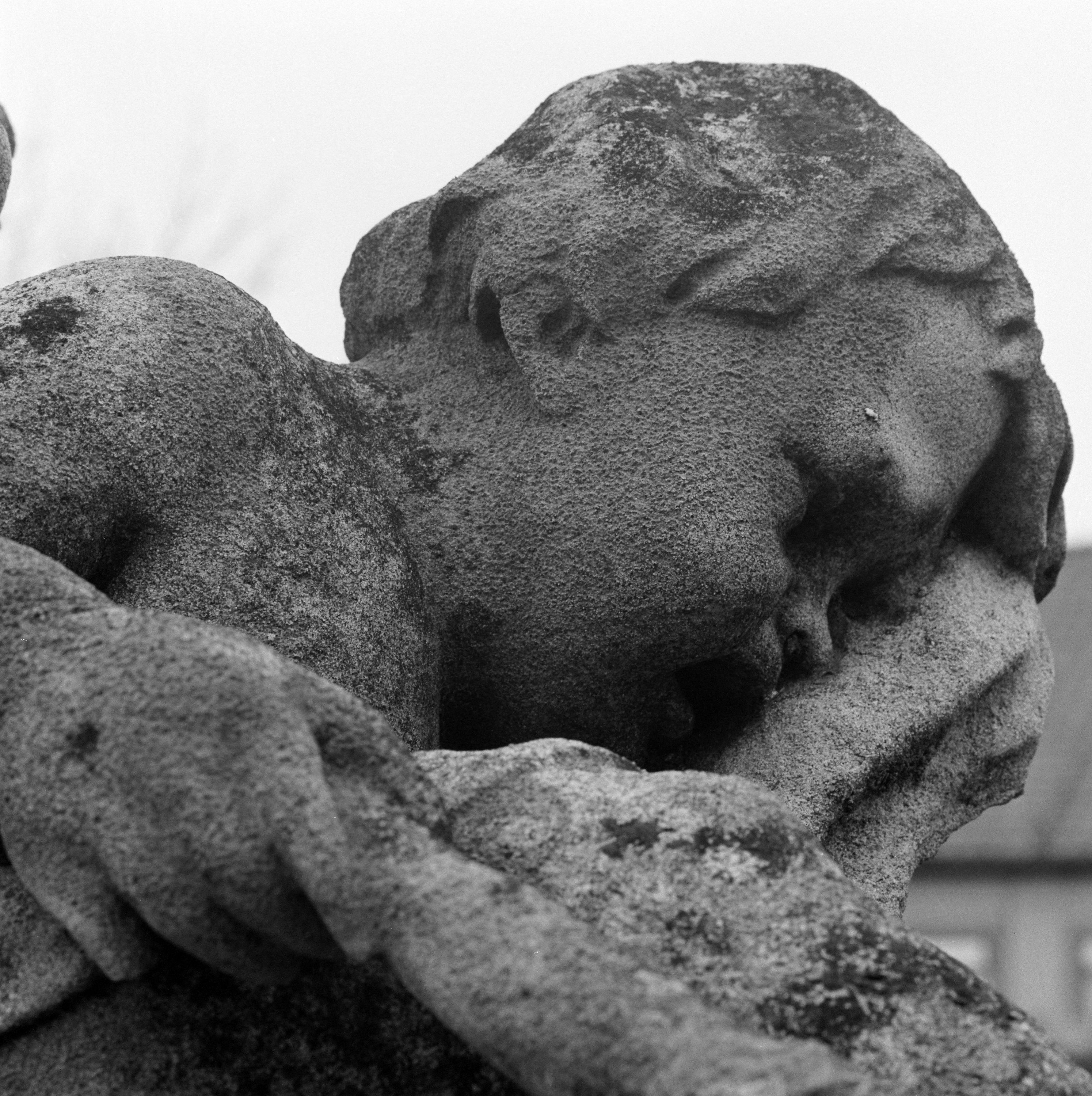 Tombeau, Famille Froment. Détail d'une tête sculptée.