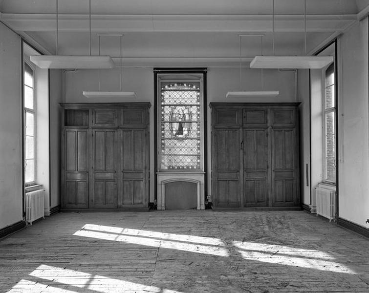 Bâtiment de la communauté religieuse, 1er étage, grande salle, élévation intérieure côté cheminée.