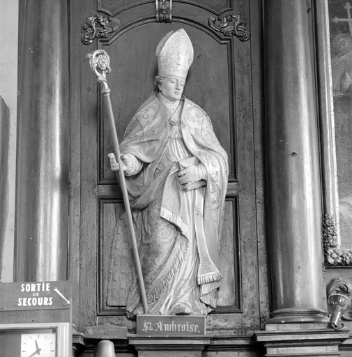 2 statues (en pendant, petite nature) : Saint Ambroise, Saint Augustin