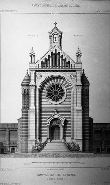 Chapelle, élévation de la façade sur cour d'honneur.