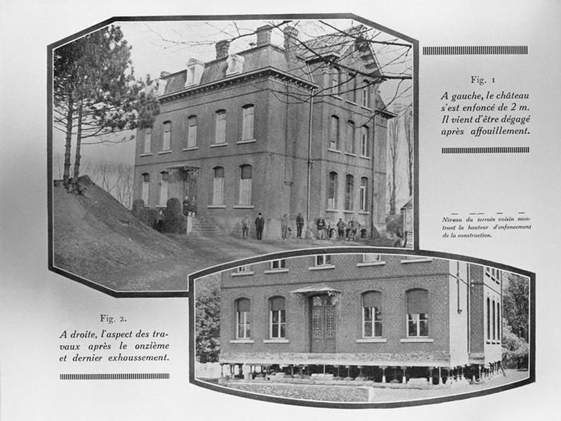 Travaux de dégagement et d'exhaussement du château de Noyelles-Godault, maison patronale de l'usine à ces débuts.