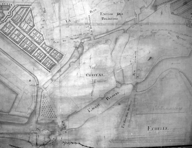 Plan des rues qui composent la ville..., détail, 1754 (AC Condé-sur-l'Escaut).