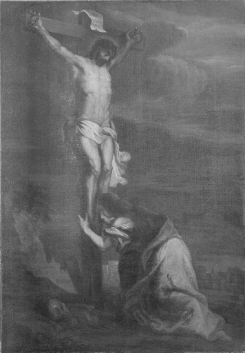 Tableau : le Christ en croix avec sainte Marie Madeleine