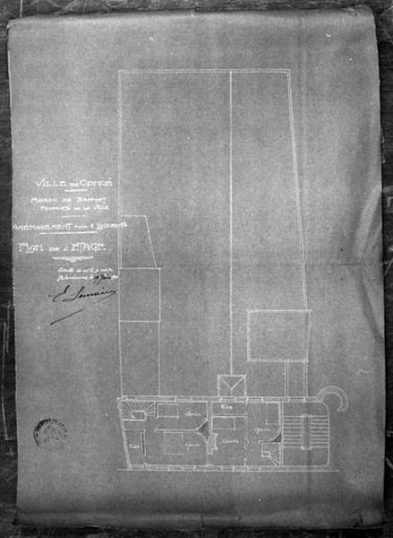 Aile de la rue de la Cavalerie : n° 35-37, projet de division en deux logements, plan de l'étage, 1911.