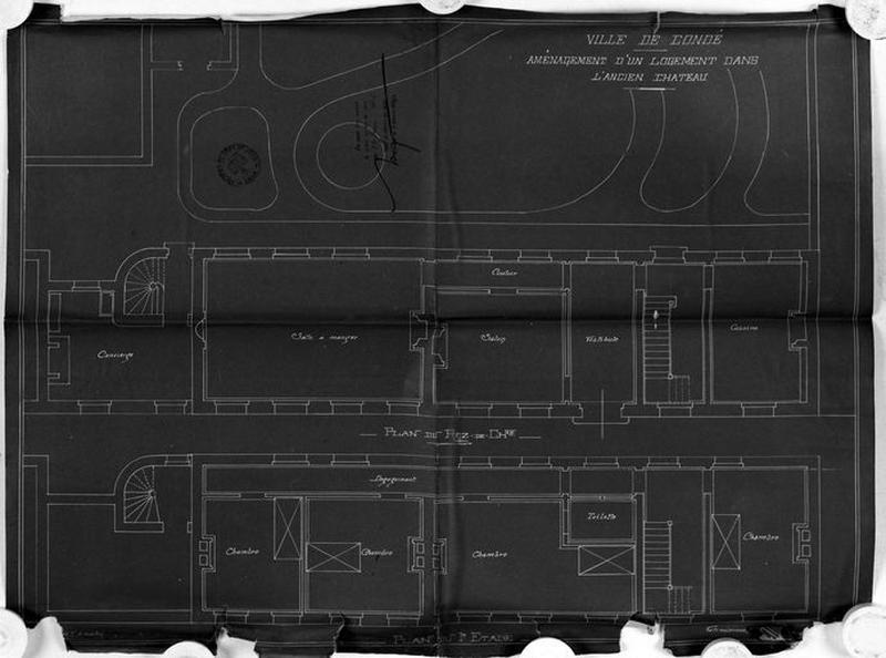 Aile de la rue de la Bibliothèque : projet d'aménagement d'un logement, plans, 1906.