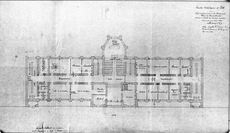Projet de construction d'un dispensaire et d'une maternité, plan de distribution du rez-de-chaussée.