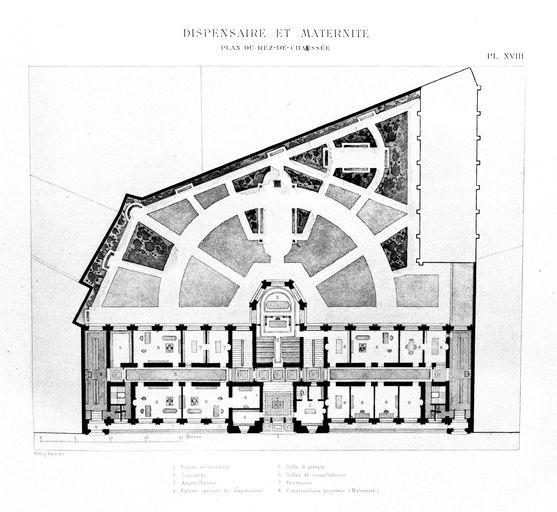 Plan de distribution générale du rez-de-chaussée.