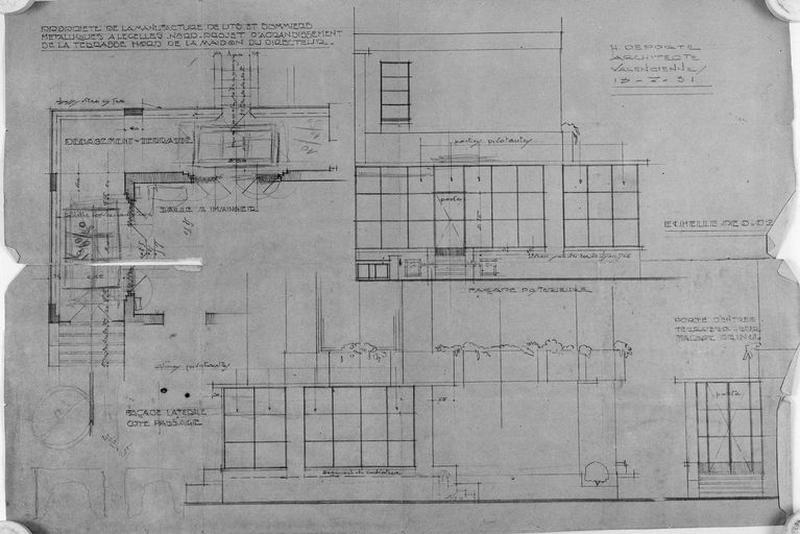 Projet d'agrandissement de la terrasse de la maison, Henri Deporte architecte, 1931 (collection particulière).