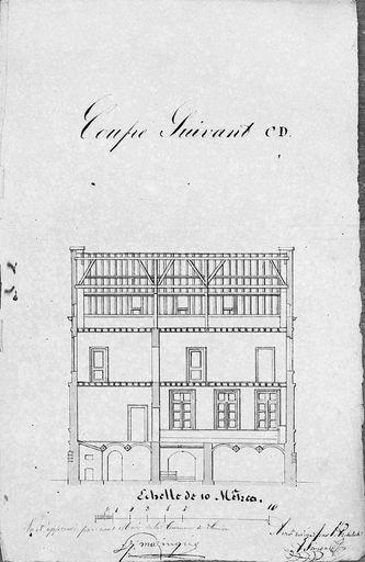 Projet de construction non réalisé, coupe.