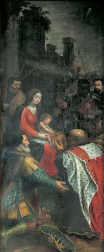 Détail du tableau représentant L'Adoration des Mages.