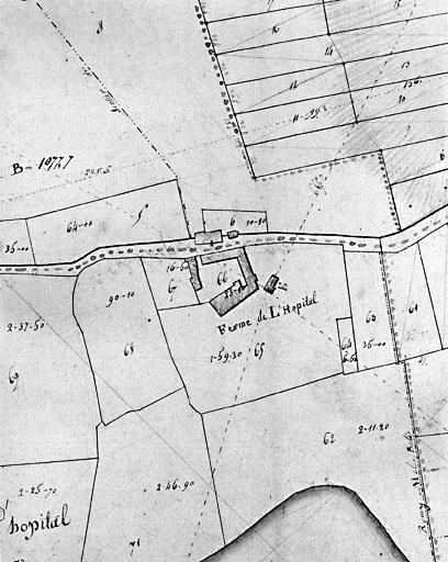Plan de situation en 1812. Extrait de la section B du cadastre.
