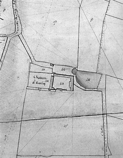 Plan de situation en 1812. Extrait de la section B du cadastre.