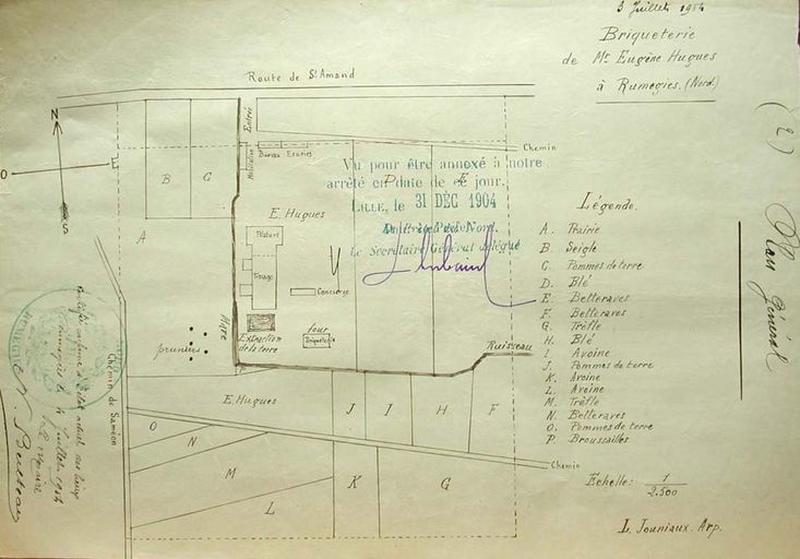 Plan de la filature Hugues, 1904.
