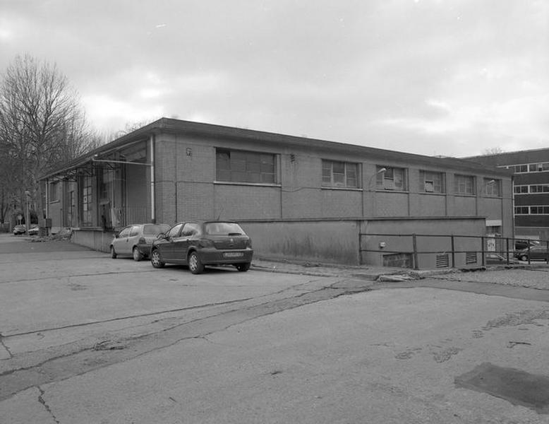 Bâtiment abritant la chaufferie, la salle des machines, la buanderie et le service de désinfection, élévations nord et est, vue d'ensemble.