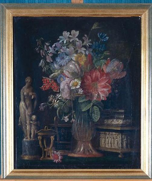 Tableau : Fleurs et accessoires d'art