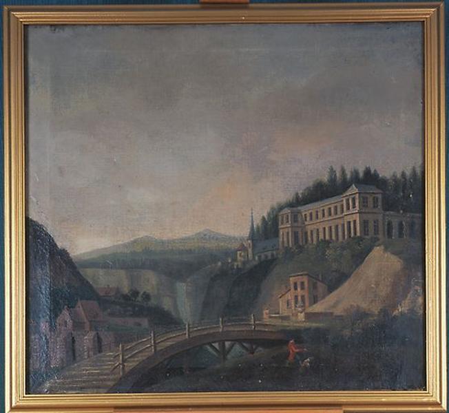 Tableau en dessus-de-porte : Paysage composé avec cascade