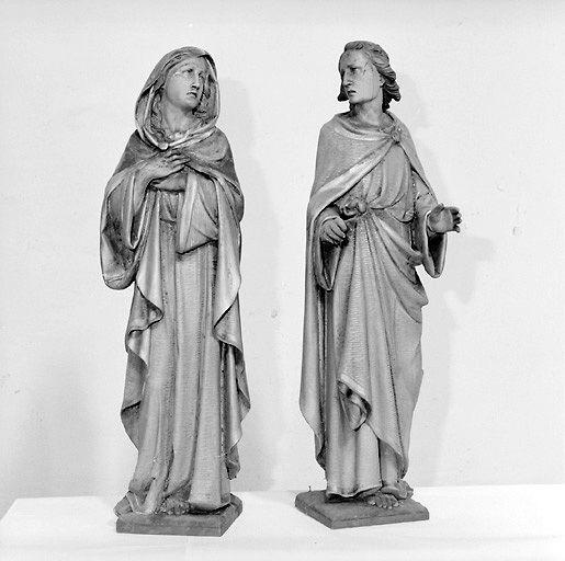 Ensemble de 2 statues : la Vierge et saint Jean.