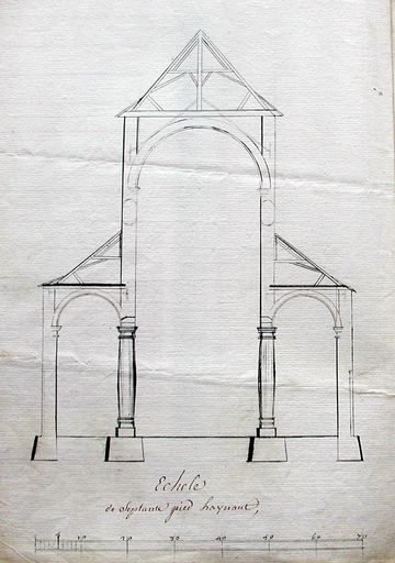 Projet non réalisé proposé par le frère Louis, coupe transversale, 1750 (AC Condé-sur-l'Escaut).