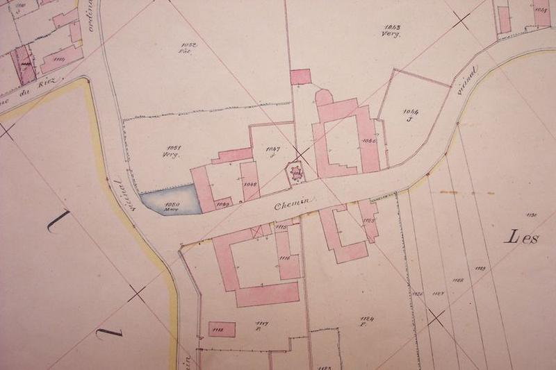 Extrait du cadastre de 1912, murs d'enclos.