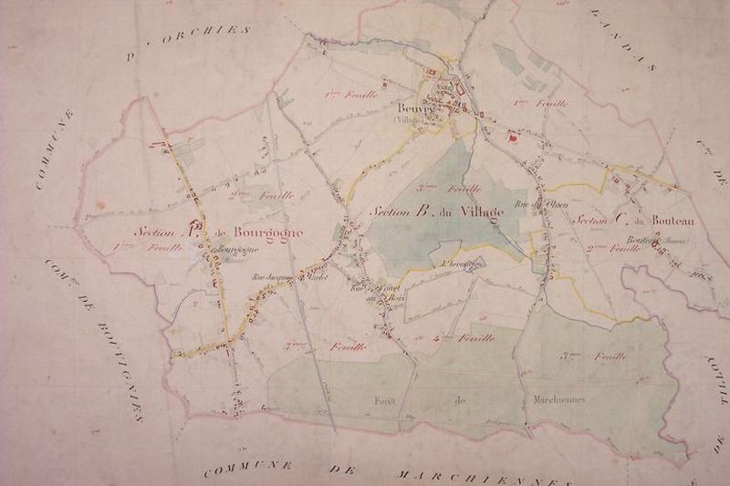 Situation sur le tableau d'assemblage du cadastre de 1875.