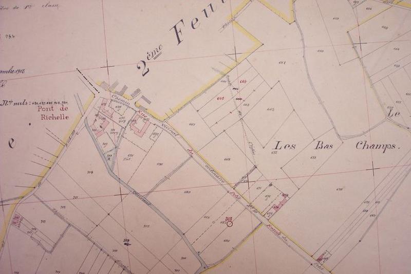 Situation sur le cadastre de 1912.