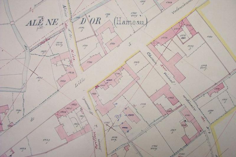 Situation sur le cadastre de 1912.
