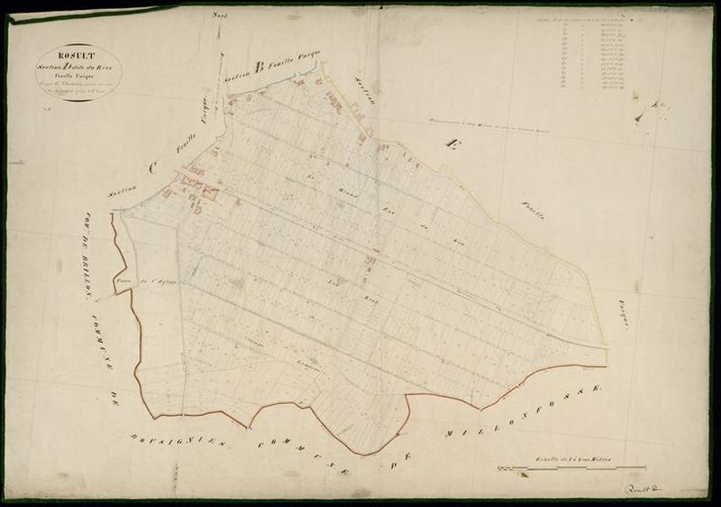 Situation sur le cadastre de 1830.
