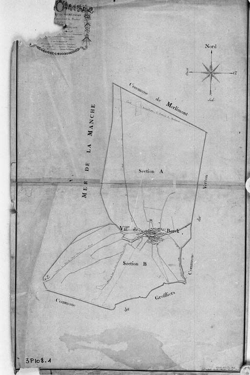 Cadastre de 1810, plan d'assemblage (AD Pas-de-Calais, (3P/108-1).