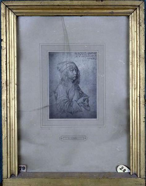 Photographie : Autoportrait (dessin) d'Albert Dürer, vue générale.