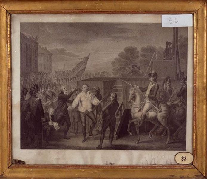 Estampe : Louis XVI et l'abbé Edgeworth de Firmont au pied de l'échafaud, le 21 janvier 1793 (L'Exécution de Louis XVI)