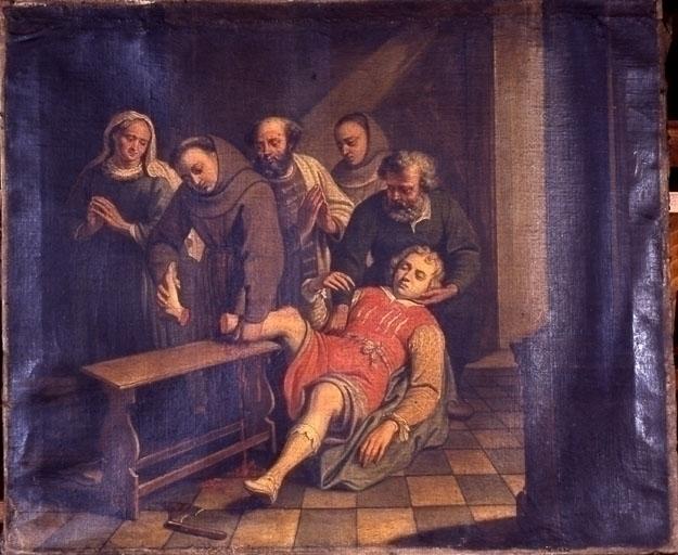 Tableau : Le Miracle de la jambe coupée ou Saint Antoine de Padoue guérissant un jeune homme qui s'était amputé le pied pour se punir d'avoir frappé sa mère