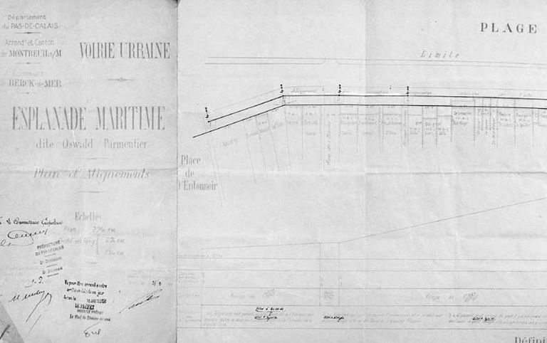 Plan d'alignement de l'esplanade, extrait, 1929 (AD PdC, 2O753/11).