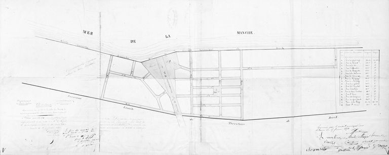 Plan de terrains délaissés par la mer, vers 1863 (AD Pas-de-Calais, Série Q : 2 Q 66 (?)).