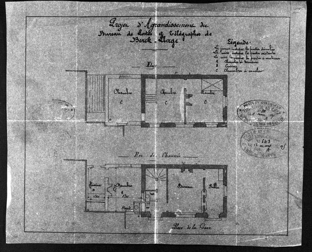 Projet d'agrandissement du bureau des Télégraphes, 1905 (AD Pas-de-Calais, 2O742/1).