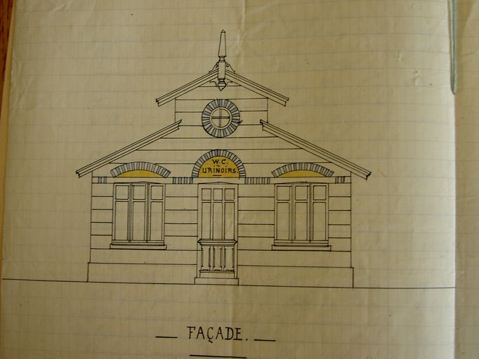 Plan des urinoirs conçus pour l'esplanade, Jules Leconte architecte, 15 décembre 1925 (AD.Pas-de-Calais, série O742/22).