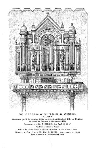 Dessin de l'orgue vers 1898 (Archives diocésaines, 6L196).