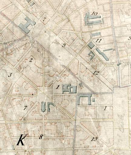 Plan de situation en 1881 : extrait du tableau d'assemblage.