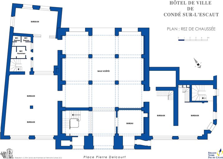 Hôtel de ville de Condé-sur-l'Escaut, plan du rez-de-chaussée.