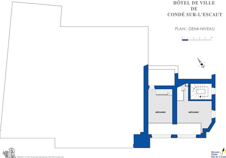 Hôtel de ville de Condé-sur-l'Escaut, demi-étage, plan.