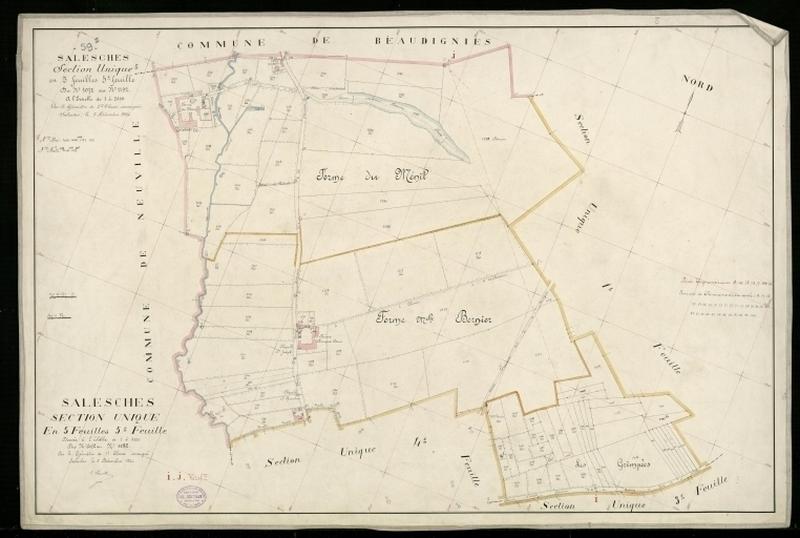 Vue générale de la feuille cadastrale (section unique) de 1925.