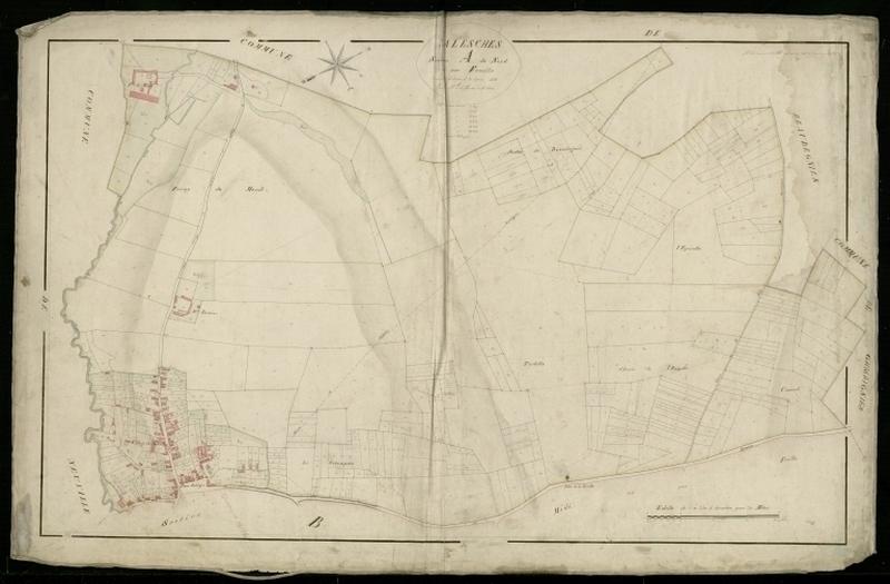 Vue générale de la feuille cadastrale de la section A dite du Nord en 1831.