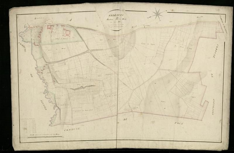 Vue générale de la feuille cadastrale de la section B dite du midi en 1831.