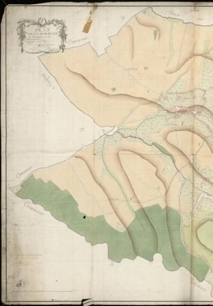 Vue générale de la feuille cadastrale des sections C, D, F, de 1803.