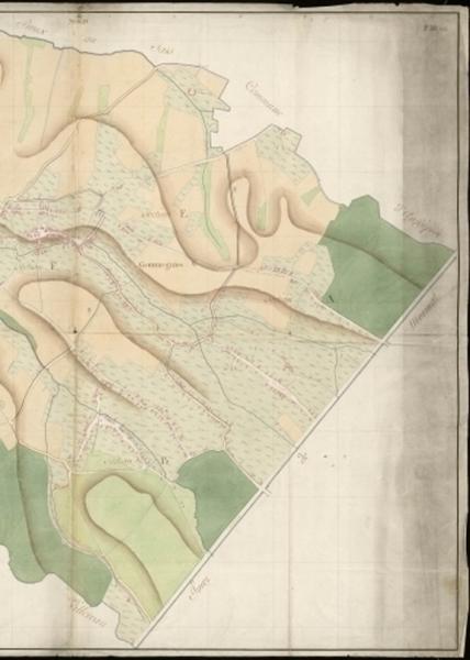 Vue générale de la feuille cadastrale des sections A, B, E, F de 1803.