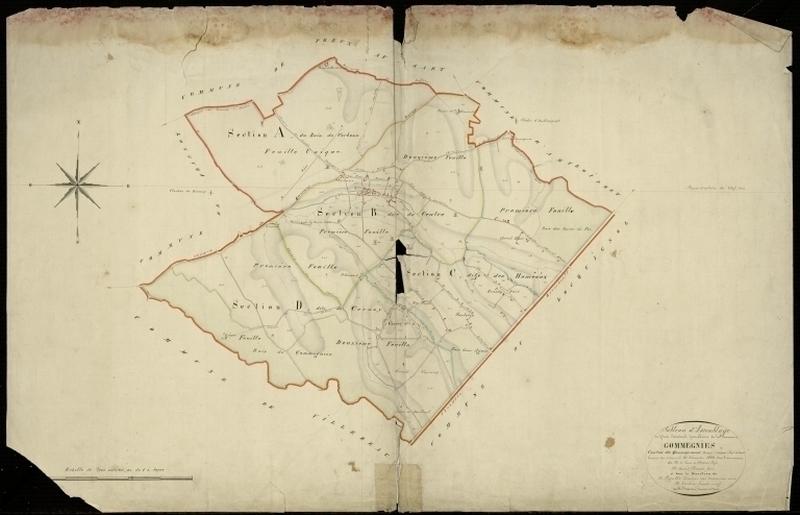 Vue du tableau d'assemblage de la commune en 1826.