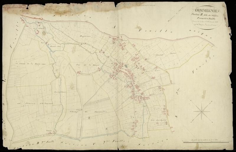 Vue générale de la feuille cadastrale de la section B1 dite du Centre de 1826.