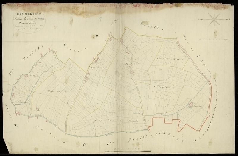 Vue générale de la feuille cadastrale de la section B2 dite du Centre de 1826.