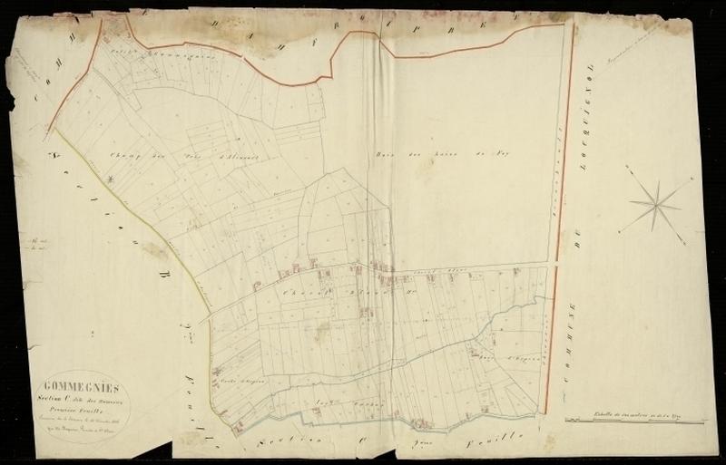 Vue générale de la feuille cadastrale de la section C1 dite des Hameaux de 1826.