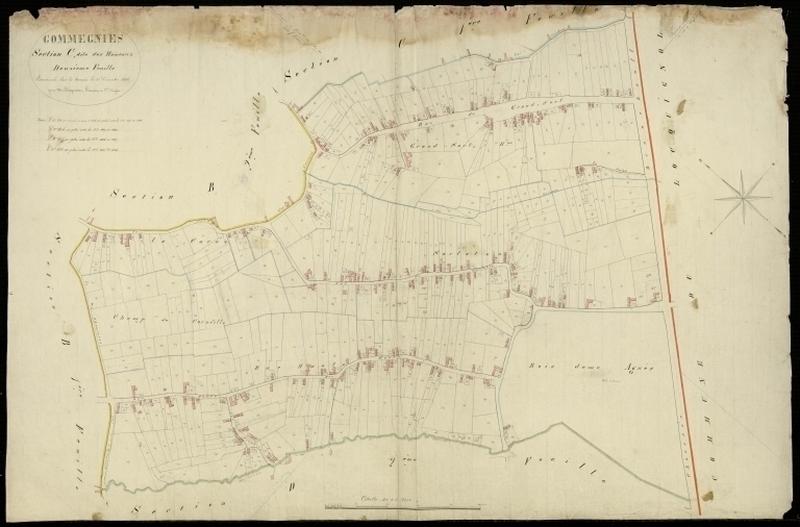 Vue générale de la feuille cadastrale de la section C2 dite des Hameaux de 1826.